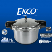 Olla de Presión Express de Aluminio 11 Litros con Rejilla 6 sistemas de Seguridad Ekco 38731