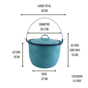 Olla Alta Chica de Peltre Azul Turquesa con Tapa de 26 cm 9 Litros Convexa 32647 Cinsa