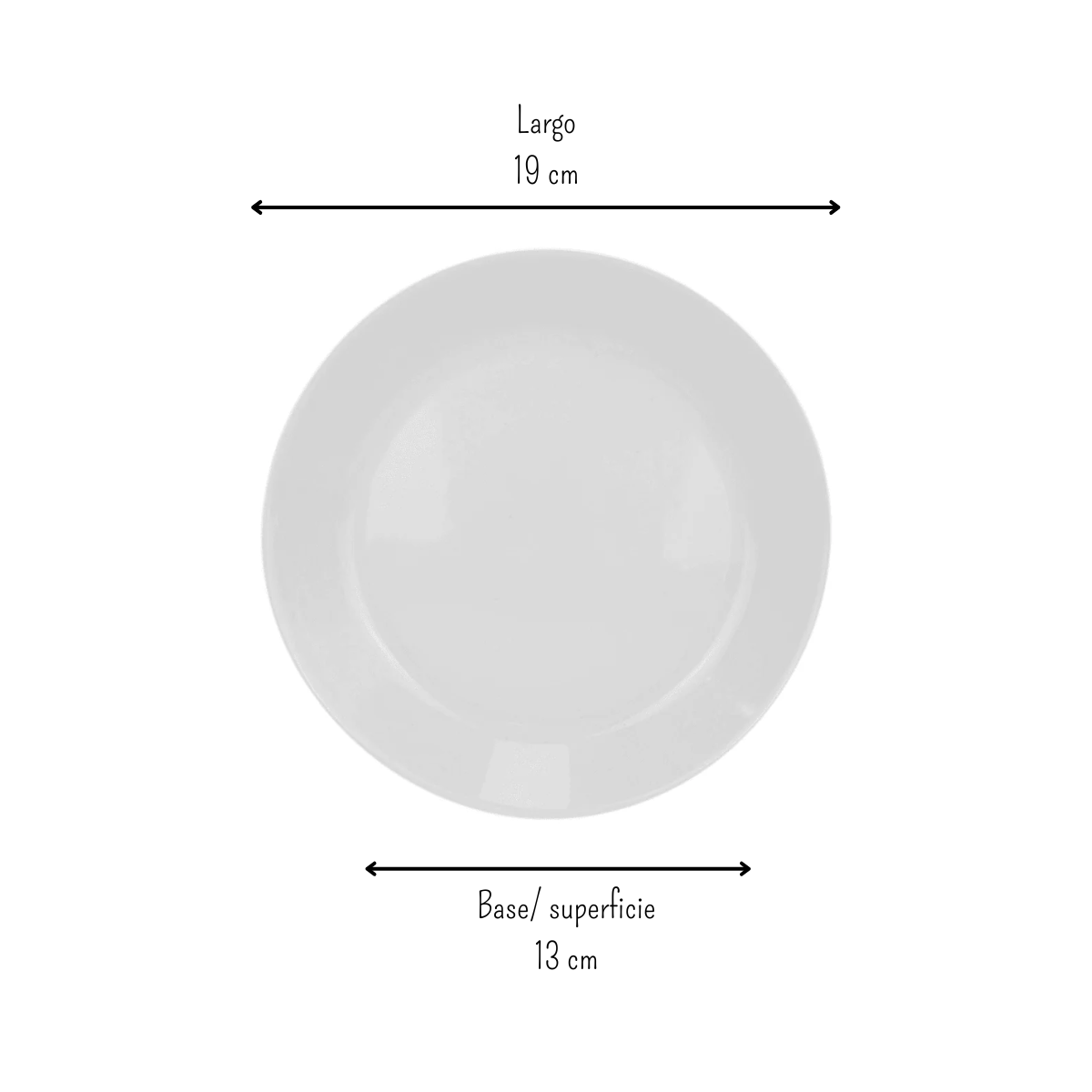 Plato Ensaladero Arrocero Pastelero Clásico Redondo de 19 cm de Vidrio Opalino Blanco iLuminarc