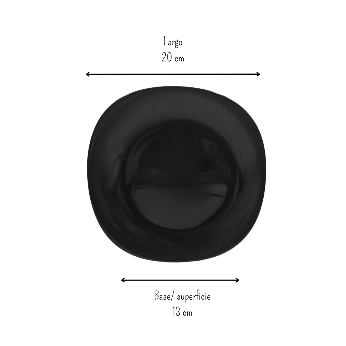 Plato Ensaladero Arrocero Clásico Cuadrado de 20 cm de Vidrio Templado Negro iLuminarc