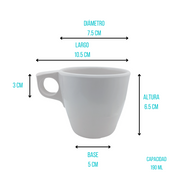 Taza Cafetera Blanca Clásica de 200 ml de Melamina Tipo Plástico Tavola