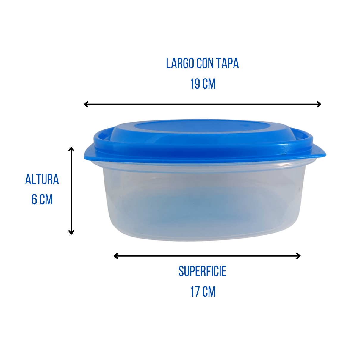 Recipiente Cuadrado 1.5 Litros 19 cm de Plástico con Tapa Azul  Italhome "E" Ferplast