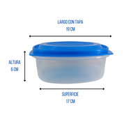 Recipiente Cuadrado 1.5 Litros 19 cm de Plástico con Tapa Azul  Italhome "E" Ferplast