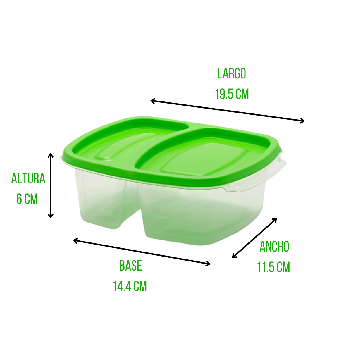Recipiente con Divisiones 960 ml de Plástico con Tapa de Varios Colores 509 Cubasa