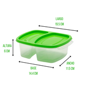 Recipiente con Divisiones 960 ml de Plástico con Tapa de Varios Colores 509 Cubasa