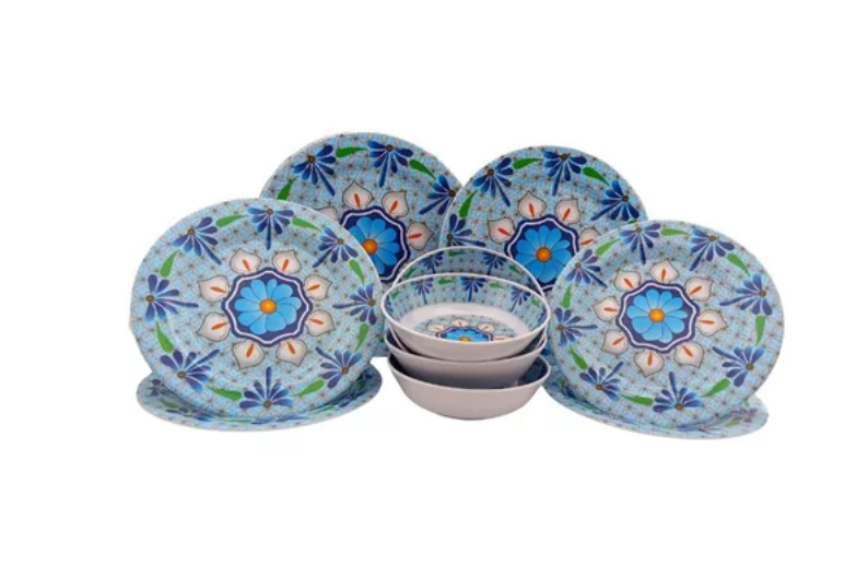 Vajilla Redonda de 12 piezas de Melamina tipo Plástico Alcatraz Tab and Kit