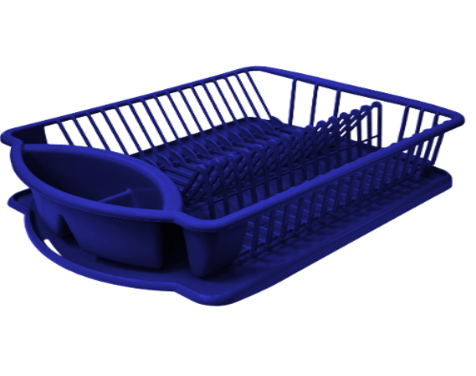 Escurridor con charola para platos de plástico azul YEPCHZZ0 - ANFORAMA (Todo para mi Cocina)