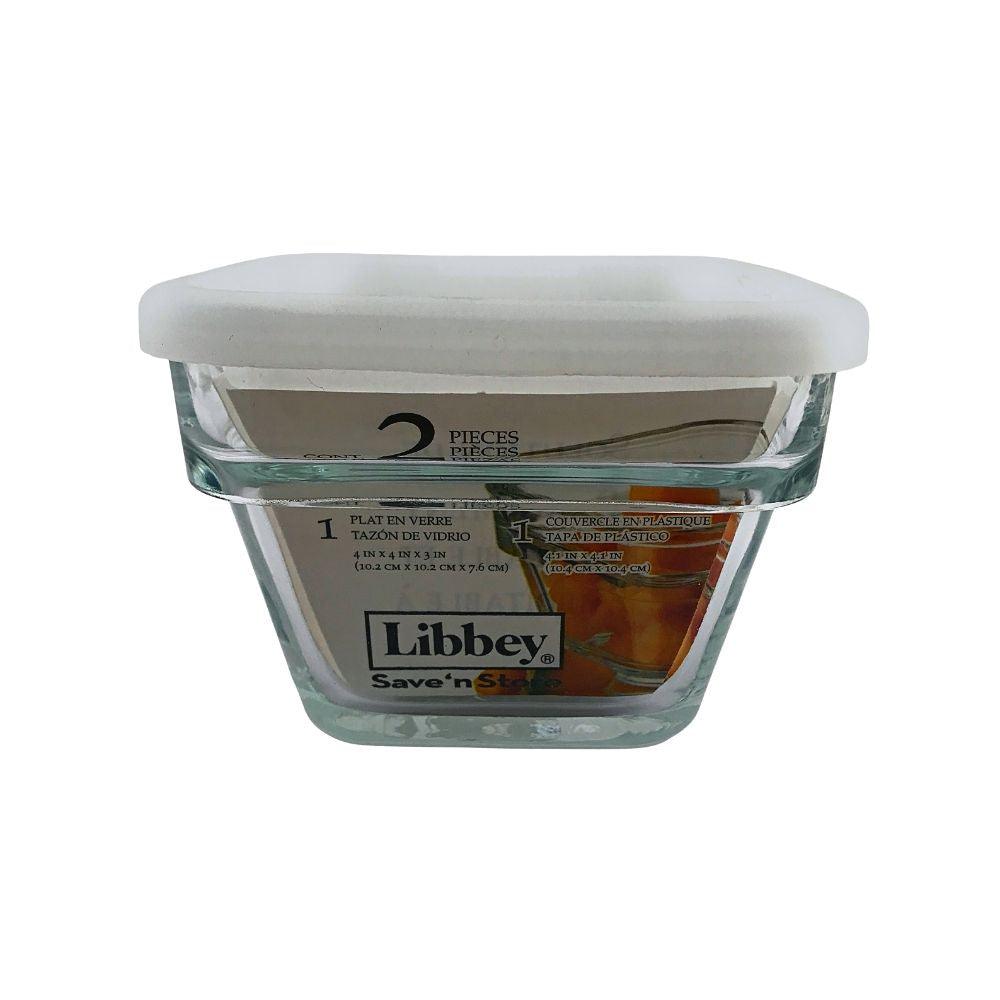 Flanera vidrio cuadrada con tapa de plastico 400 ml. Libbey - ANFORAMA (Todo para mi Cocina)