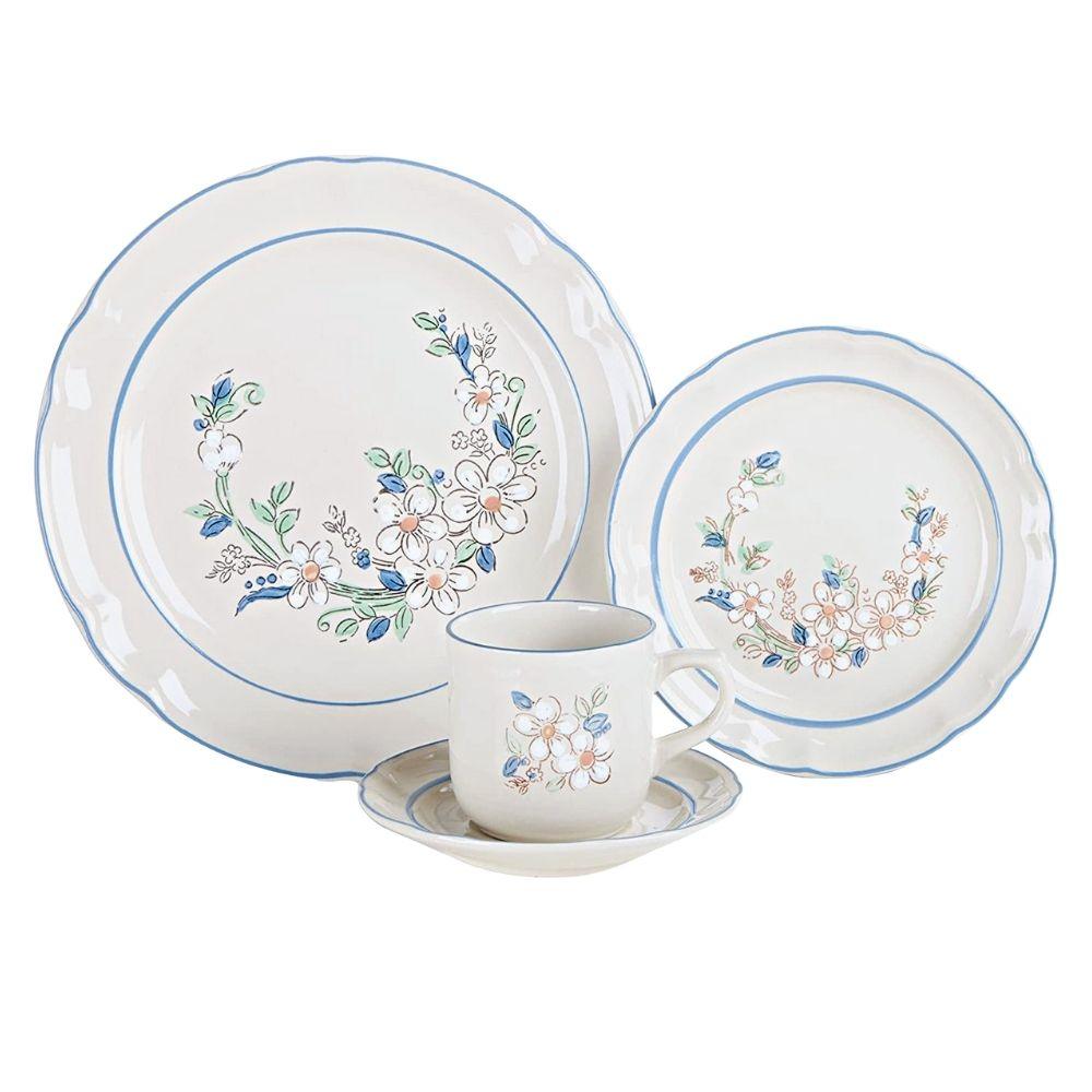 Vajilla Santa Anita de Loza con 20 Piezas. Modelo Victoria para 4 personas - ANFORAMA (Todo para mi Cocina)