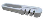 Afilador Manual de Cuchillos y Tijeras Útil Práctico de Acero y Plástico Blanco Metaltex