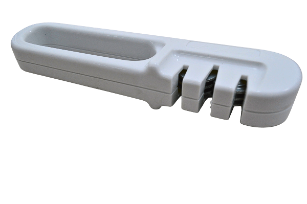 Afilador Manual de Cuchillos y Tijeras Útil Práctico de Acero y Plástico Blanco Metaltex