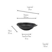 Tazón Grande con Orejas Moderno de Melamina Negro de 1.2 Litros Anforama