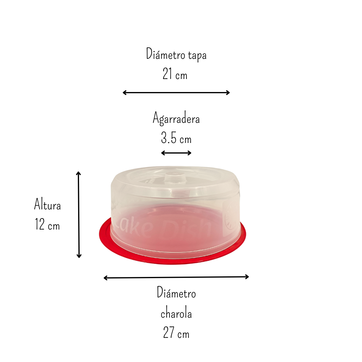 Charola con Base y Tapa de Plástico para Pastel de 27 cm Varios Colores Jaguar