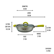 Batería de Cocina para Inducción con 12 piezas de Acero Inoxidable Color Plata Tab and Kit