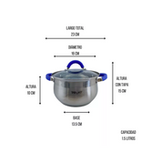 Batería de Cocina de Inducción de Acero Inoxidable con 6 piezas Plata y Azul Tab and Kit