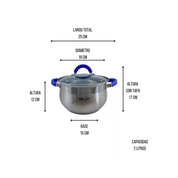 Batería de Cocina de Inducción de Acero Inoxidable con 6 piezas Plata y Azul Tab and Kit
