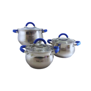 Batería de Cocina de Inducción de Acero Inoxidable con 6 piezas Plata y Azul Tab and Kit
