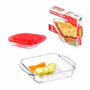 Bandeja Refractario Cuadrado de Vidrio con Tapa de 1.6 Litros para Hornear Pyr O Rey 0434