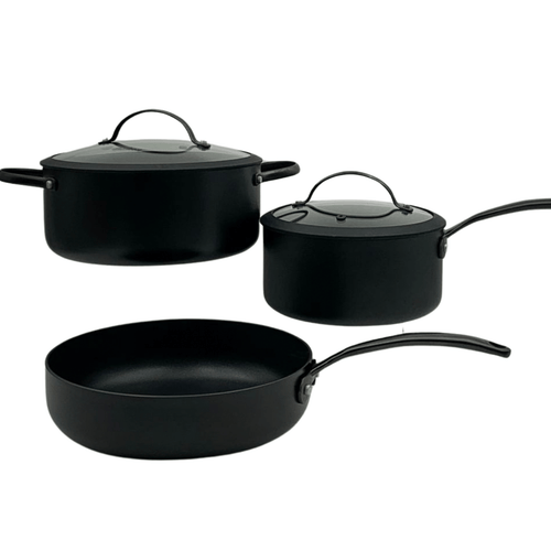 Batería de Cocina de Aluminio de 5 piezas Inducción Tapas de Silicona Negro TBK01 Hudson