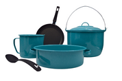Batería de Cocina de Peltre Acero Vitrificado Inducción con 6 Piezas Sabinas Cinsa