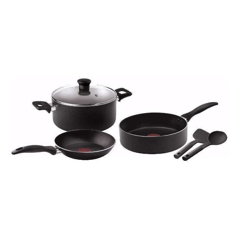 Batería de Cocina con Antiadherente con 6 piezas Family Cook Negra T-fal