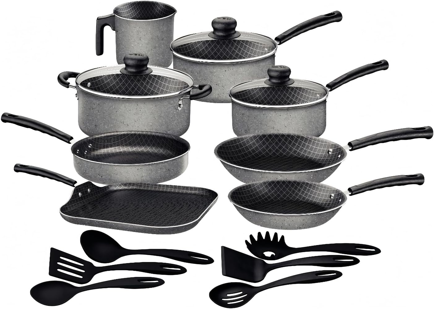 Batería de Cocina con Antiadherente de 17 Piezas de Aluminio Gris 27899361 Tramontina