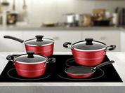 Batería de Cocina de 7 Piezas Sicilia Roja de Aluminio con Antiadherente 20499716 Tramontina