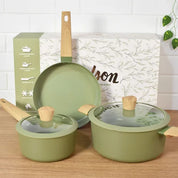 Batería de Cocina de Aluminio de 5 piezas Inducción con Tapas de Silicona Olive OLI01 Hudson