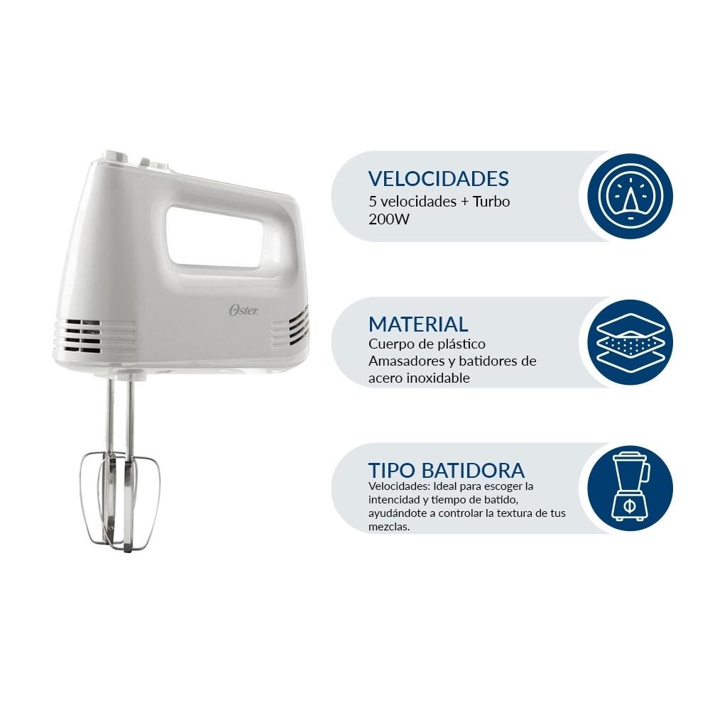 Batidora Eléctrica Manual Resistente de 5 Velocidades Blanca Oster 2125950 Sin Caja