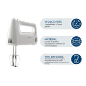 Batidora Eléctrica Manual Resistente de 5 Velocidades Blanca Oster 2125950 Sin Caja