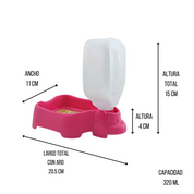 Bebedero Portatil para Mascota 320 ml Rosa de Plástico 2 piezas San Remo