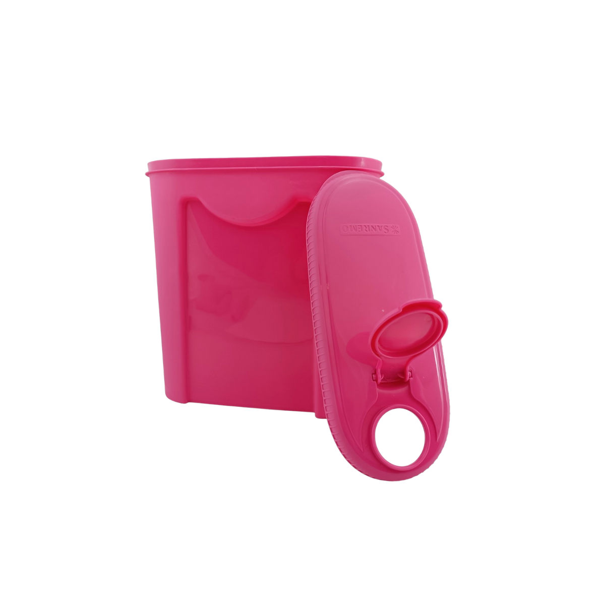 Porta croquetas para mascotas, color rosa, hecho de plástico, con tapa despachadora, San Remo