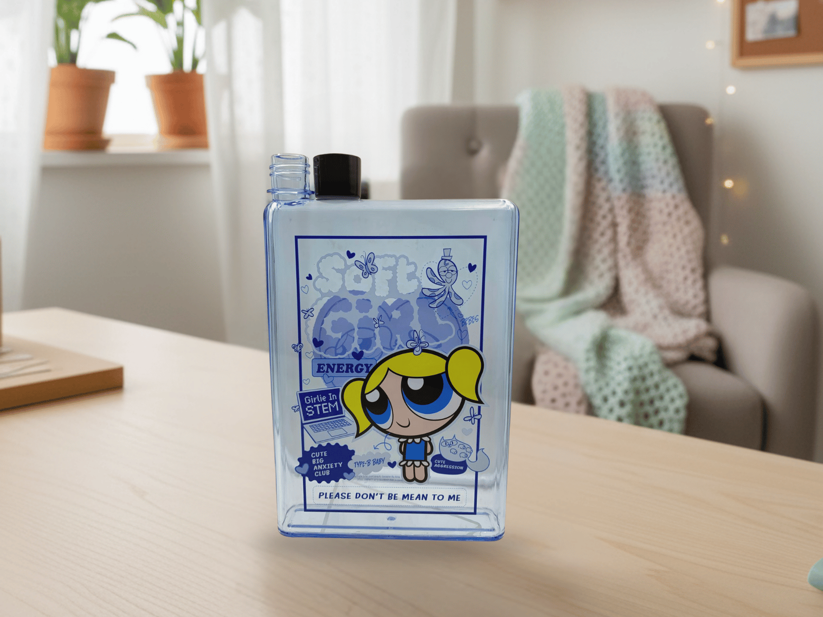 Botella de Burbuja Chicas Super Poderosas 750 ml Botella Plana BP-TPPG-02 Geek Industry