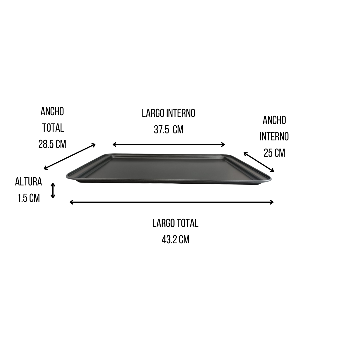 Charola Rectangular de Aluminio con Antiadherente para Hornear 43 cm x 29 cm x 2cm Tab and Kit