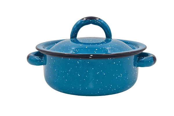Cacerola Pequeña de Peltre con Tapa Azul de 750 ml de 14 cm Cinsa 31416