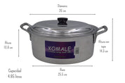 Cacerola Budinera Arrocera 26 cm de 4.85 Litros de Aluminio Komale 980163 HORECA