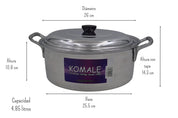 Cacerola Budinera Arrocera 26 cm de 4.85 Litros de Aluminio Komale 980163 HORECA