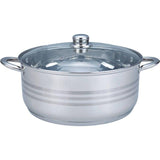 Cacerola de Acero Inoxidable con Tapa de Vidrio 6.5 Litros 28 cm Apta Estufa de Inducción TKS001 Tab and Kit