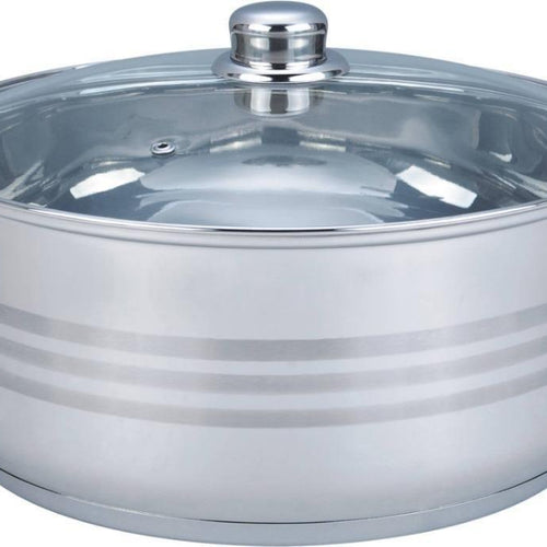 Cacerola Chica de Acero Inoxidable con Tapa de Vidrio de 2 litros 20.5 cm Inducción Tab and Kit