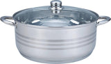 Cacerola Chica de Acero Inoxidable con Tapa de Vidrio de 2 litros 20.5 cm Inducción Tab and Kit