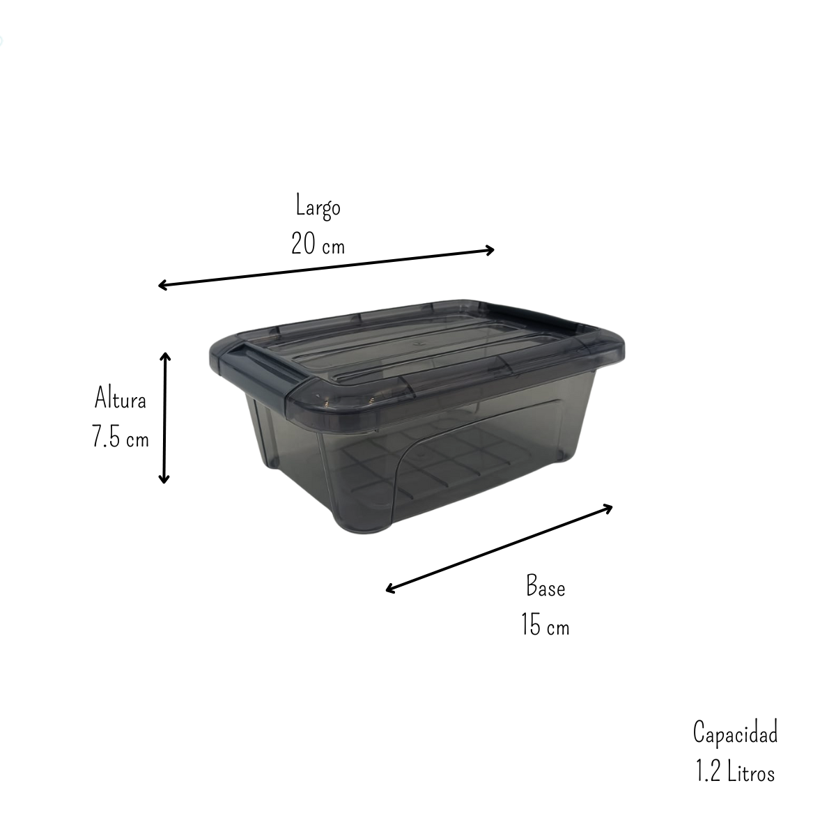Caja con Tapa Multiusos Práctica 1.2 litros Smookey Plástico Anforama