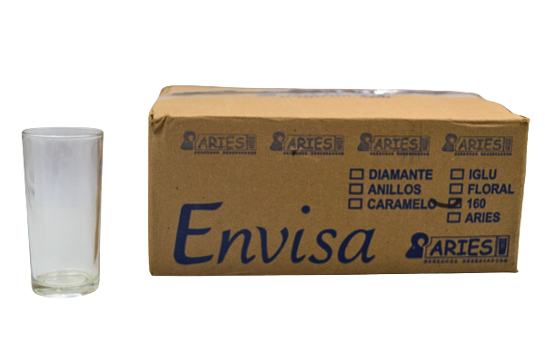 Caja de 20 Piezas de Vaso Jaibolero de Vidrio de 350 ml de 16 cm Envisa 621