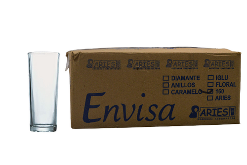 Caja de 20 Piezas de Vaso Jaibolero de Vidrio de 350 ml de 16 cm Envisa 621 (Venta Exclusiva para CDMX y Área Metropolitana)