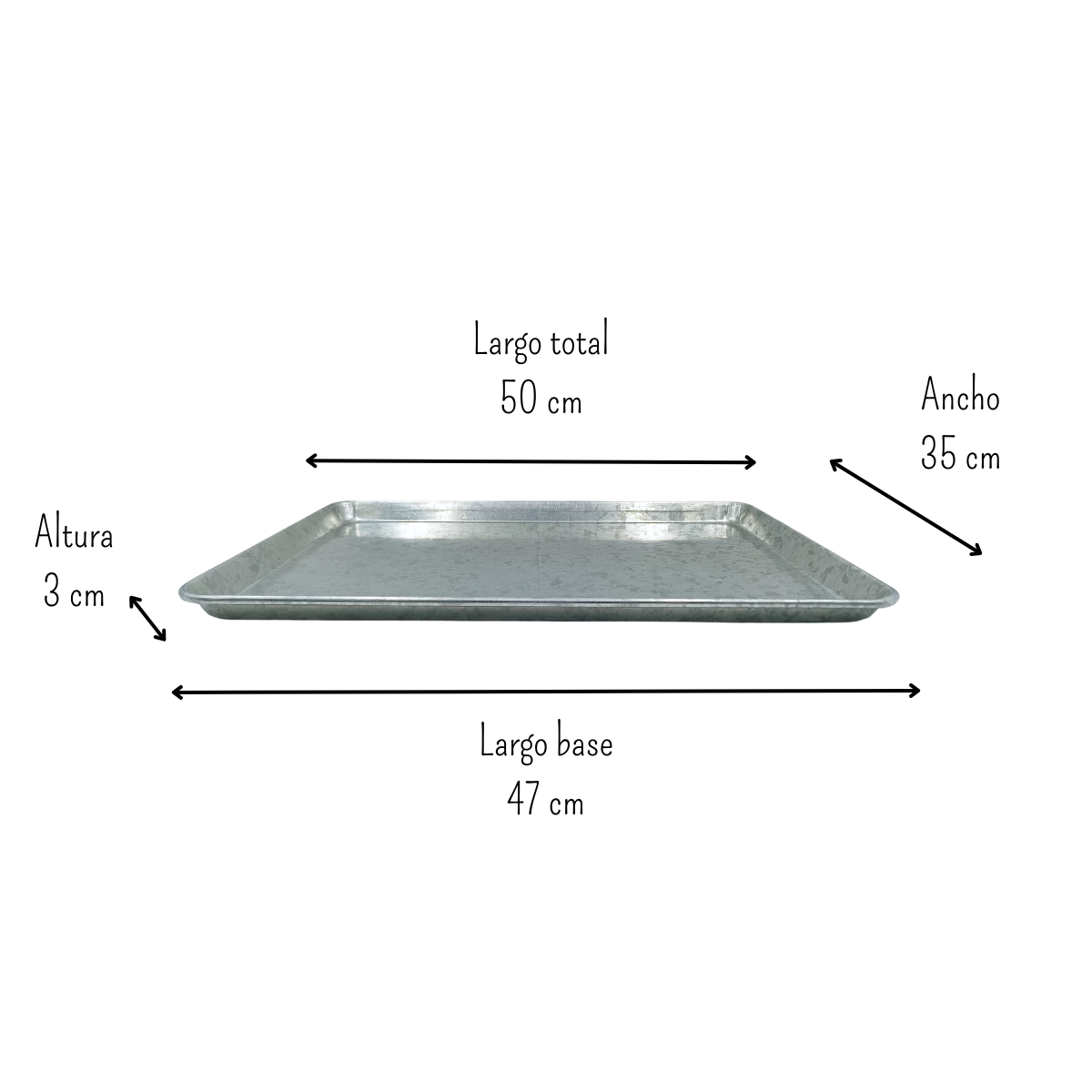 Charola para hornear de aluminio 35 cm x50 cms generica usad