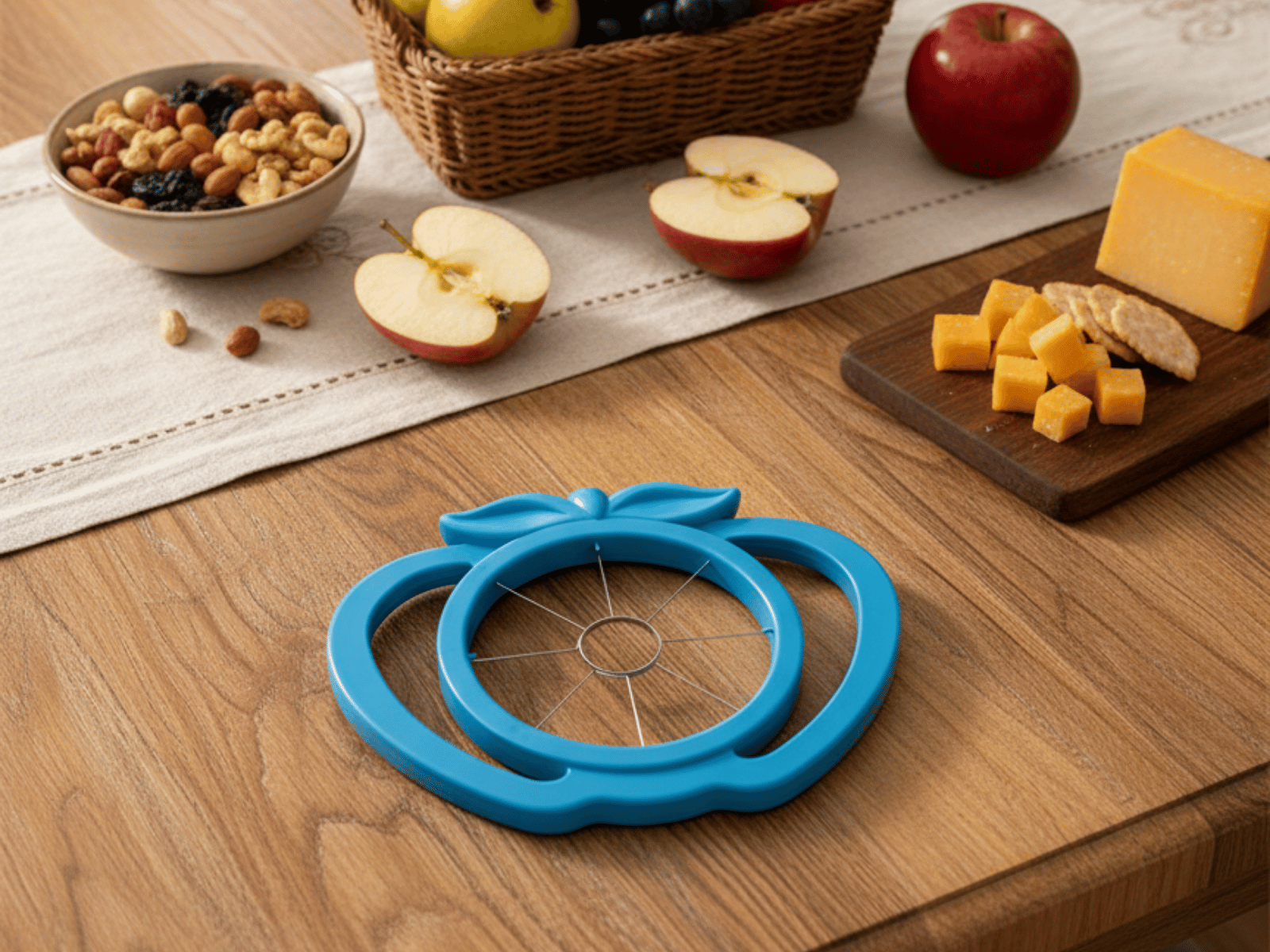 Cortador Rebanador Para alimentos en Forma de Manzana de Plástico Azul TC3-0011 Tab and Kit