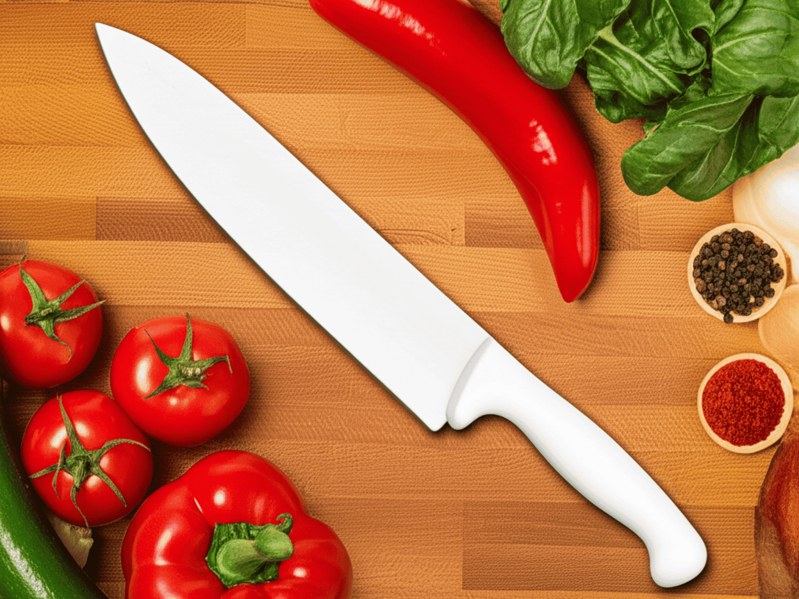 Cuchillo Chef 25 cm de Acero Inoxidable y Mango Blanco BO410B Buffetware