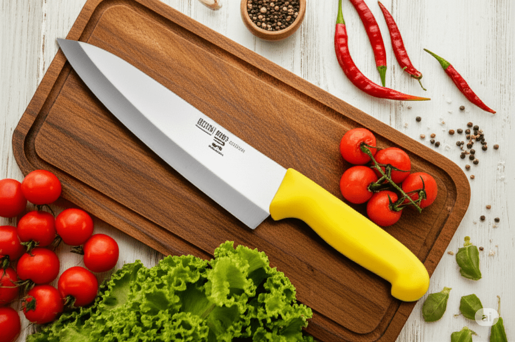 Cuchillo Chef de 25 cm 10'' de Acero Inoxidable y Mango Amarillo BO410AM Buffetware