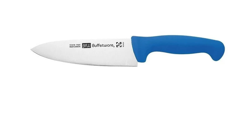 Cuchillo Chef de 25 cm 10'' de Acero Inoxidable y Mango Azul BO410A Buffetware