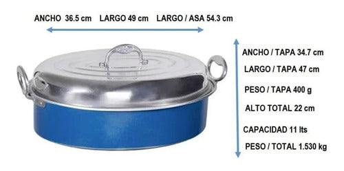 Pavera Grande Elegante con Asador Tapa y Recetario de 11 Litros Aluminio Puro