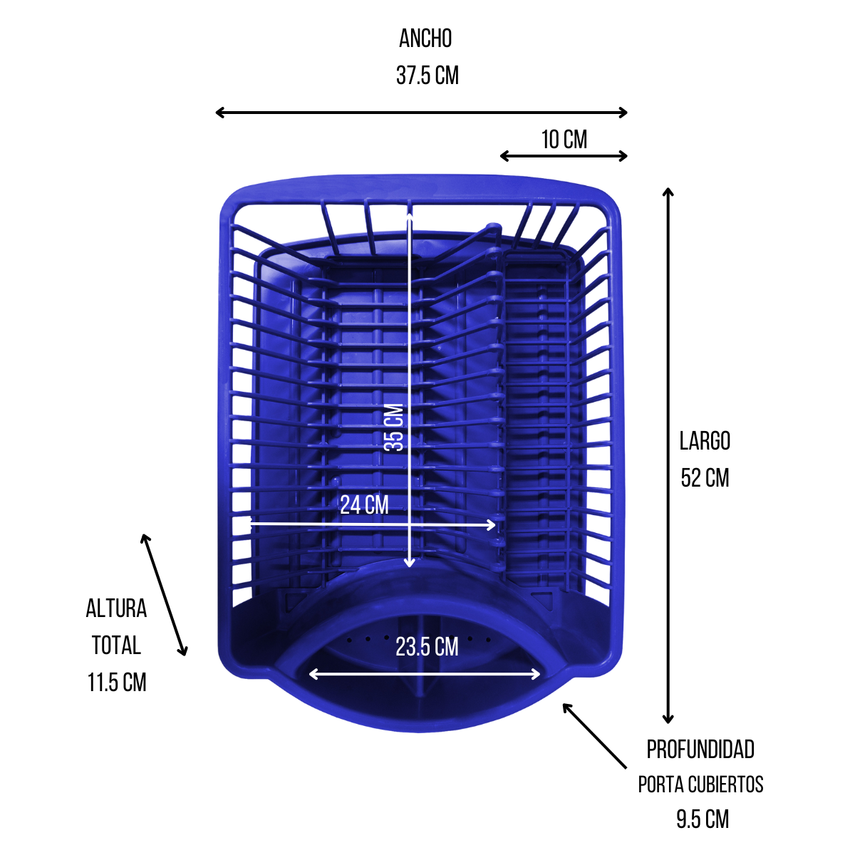 Escurridor Mediano con Charola para platos de Plástico Azul Anforama YEPCHZZ0